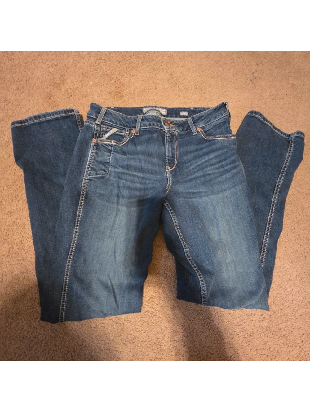 Ariat REAL Perfect Rise Straight Jeans Womens 31R Western Stretch Denim Blue
